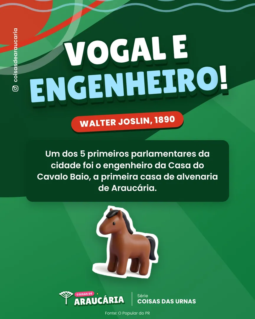 Um dos primeiros membros da Câmara de Araucária foi o engenheiro da Casa do Cavalo Baio.